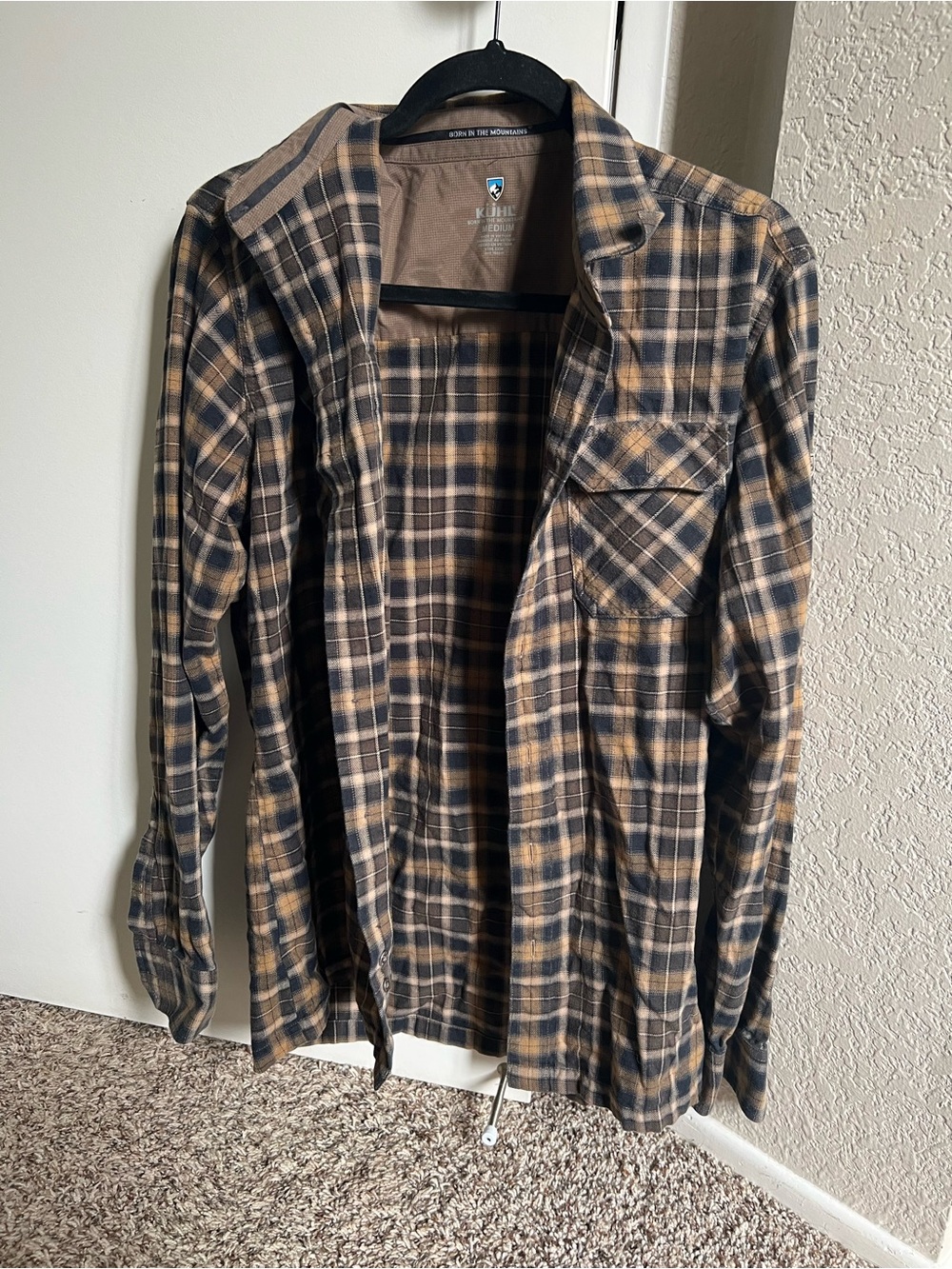Kuhl Men's Plaid Shirt Jacket in Brown and Black
